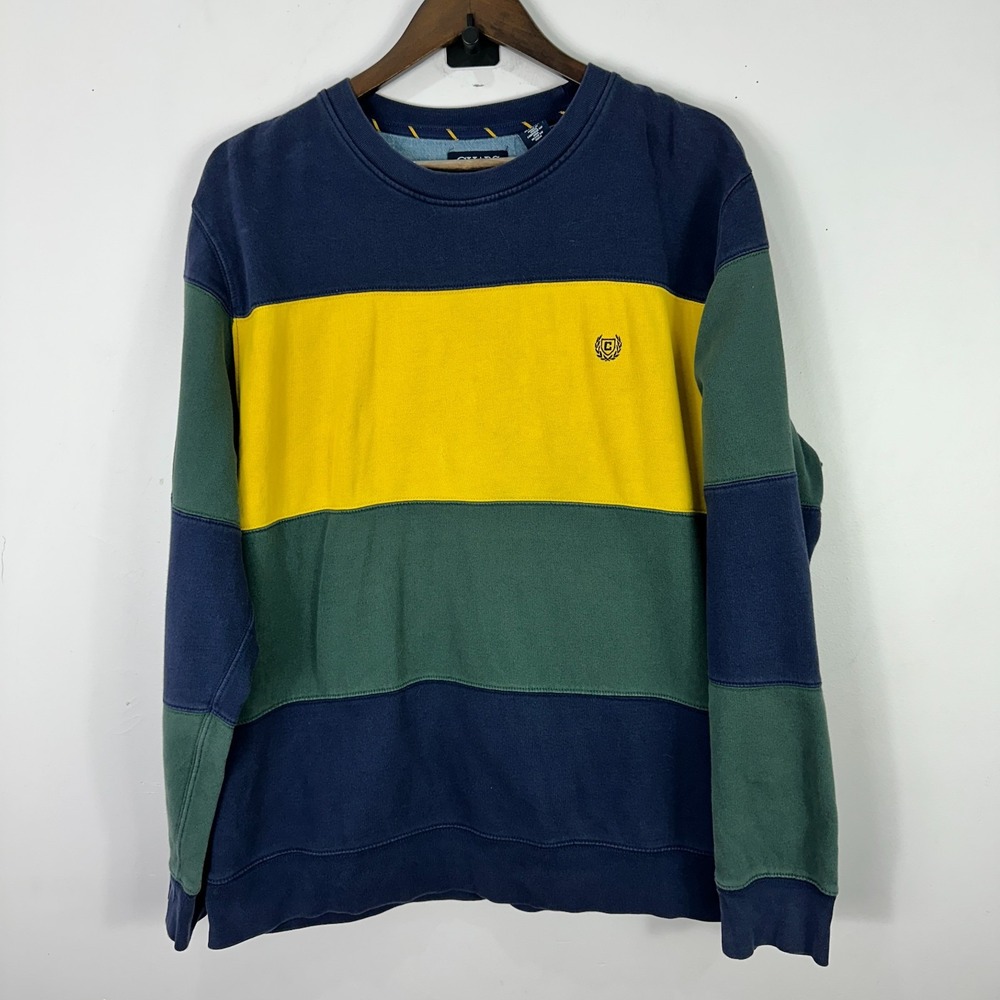 Chaps Sweatshirt XL Navy Green Yellow Colorblock Rugby 90s Preppy Retro Heritage